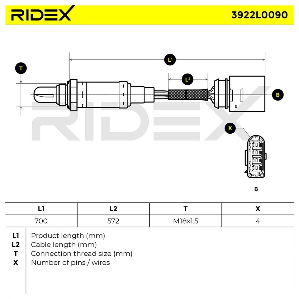 Sonda lambda RIDEX para VW Golf IV hatchback (1J1) Golf IV Variant (1J5) climatizada - Imagen 4 de 4