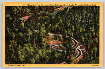Postcard  Loop-Over on Newfound Gap Highway Great Smoky Mtns North Carolina