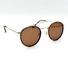 Jim Halo Round Sunglasses Gold Designer Fashion BAX0018-C2 Frame Brown Lenses