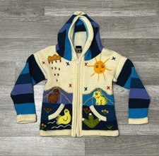 Sisandina Handicrafts Sweater Knit Hoodie Embroidered Zip Up Youth Size 4