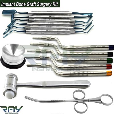Dental Implant Surgery Kit Sinus Lift Osteotome Bone Graft Plugger Packer Mallet
