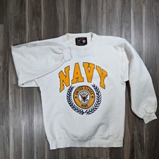 Vintage Soffe Navy Sweatshirt Mens Medium White US Navy Made in USA Heavy Cotton