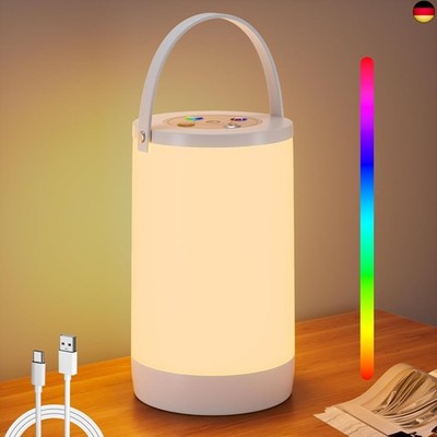 Hensam Dimmbare Nachttischlampe, Tischlampe Kabellos Outdoor, 3000K und RGB