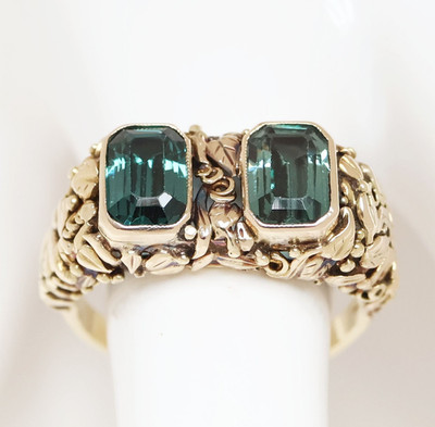 Antiker Ring 19. Jh. Unikat 14 Karat 585 Gold Spinelle Handarbeit 6,75 g Gr. 62