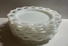 Anchor Hocking Vintage White Milk Glass Old Colony Open Lace Edge 8" Plate Set 6