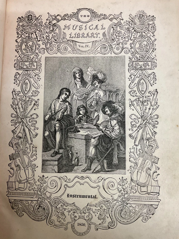 VERY RARE , Leatherbound, The Music Library , Instrumental, Classical 1850 V4 - Image 3 of 4