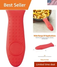 Silicone Pot Holder Hot Skillet Rectangular Handle Cover for kitchen, Red, 5....