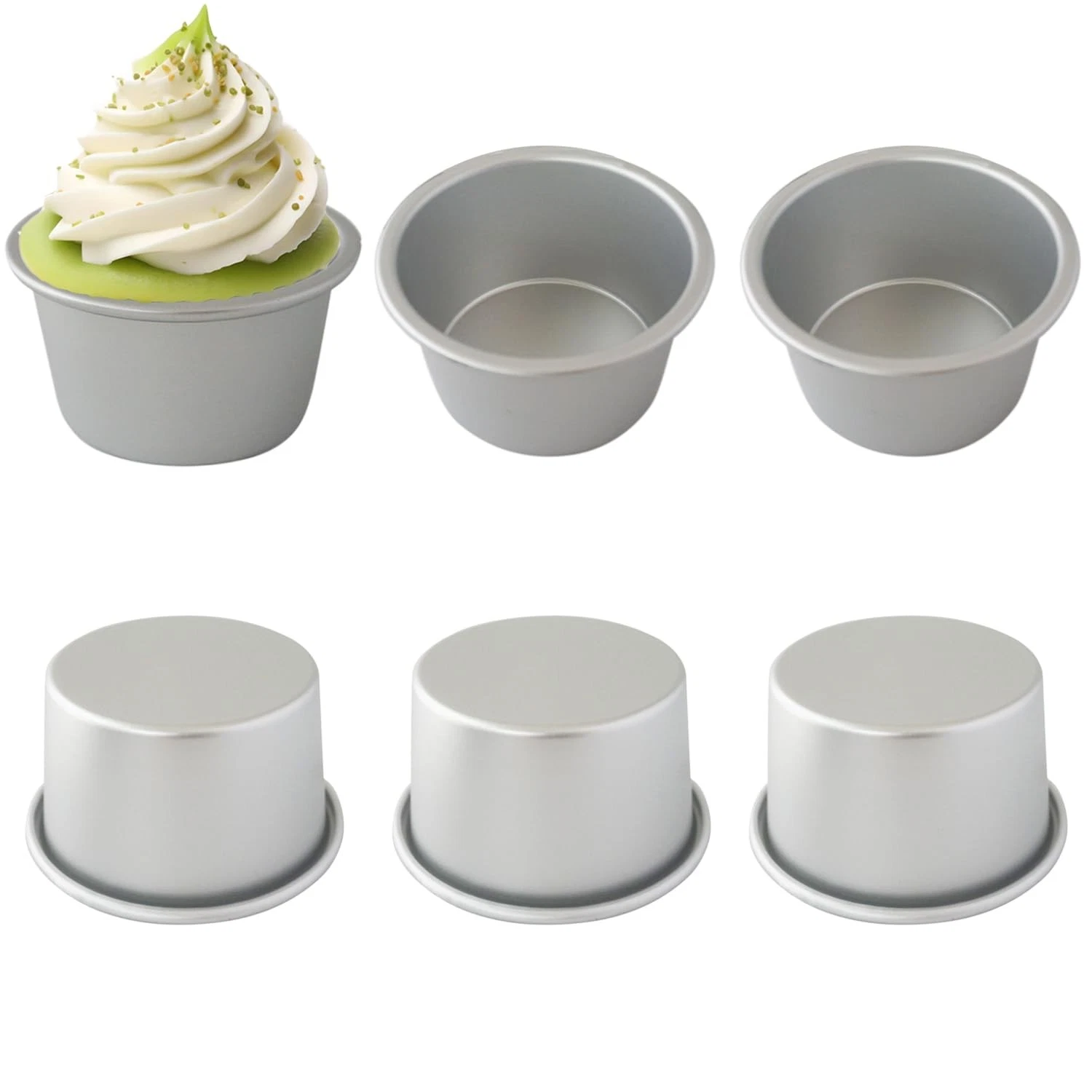 6 PCS Aluminum Tart Popover Pan Large Muffin Baking 3.82x2.95x2.05 Inch
