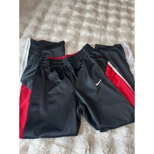 Vintage Nike Hoops Reversible Black Joggers with Red and White Stripes