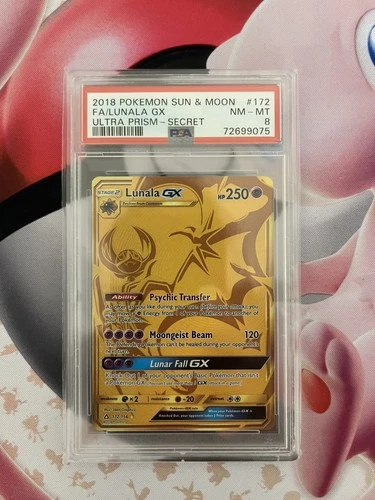 Lunala GX #172 Pokemon Ultra Prism PSA 8