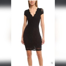 NEW NIGHTCAP Victorian Deep V Pencil Dress Black Lace Womens Size 2