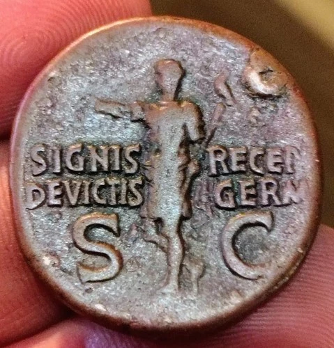 XS- GERMANICUS (Caligula's father +19 AD)  Dupondius SIGNIS RECEPT DEVICTIS GERM