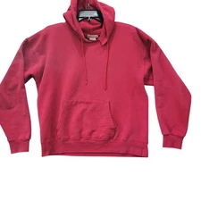 Vintage Hanes Ultimate Cotton Hoodie Red PrintPro Heavyweight Blank Sweatshirt M