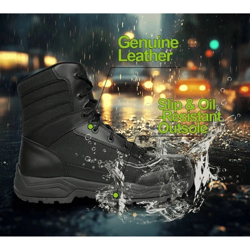 Interceptor Men's size 9 Black Leather Tactical Steel Toe Force Boots NEW - Picture 16 of 23