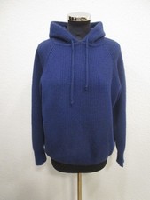 Lana D'Oro Strick Pullover cashmere Kapuze Langarm blau Gr.M (R81-04)