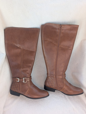 Size Women's Comfortview Milani Brown Tall Wide Calf Zip Up Riding  Boots