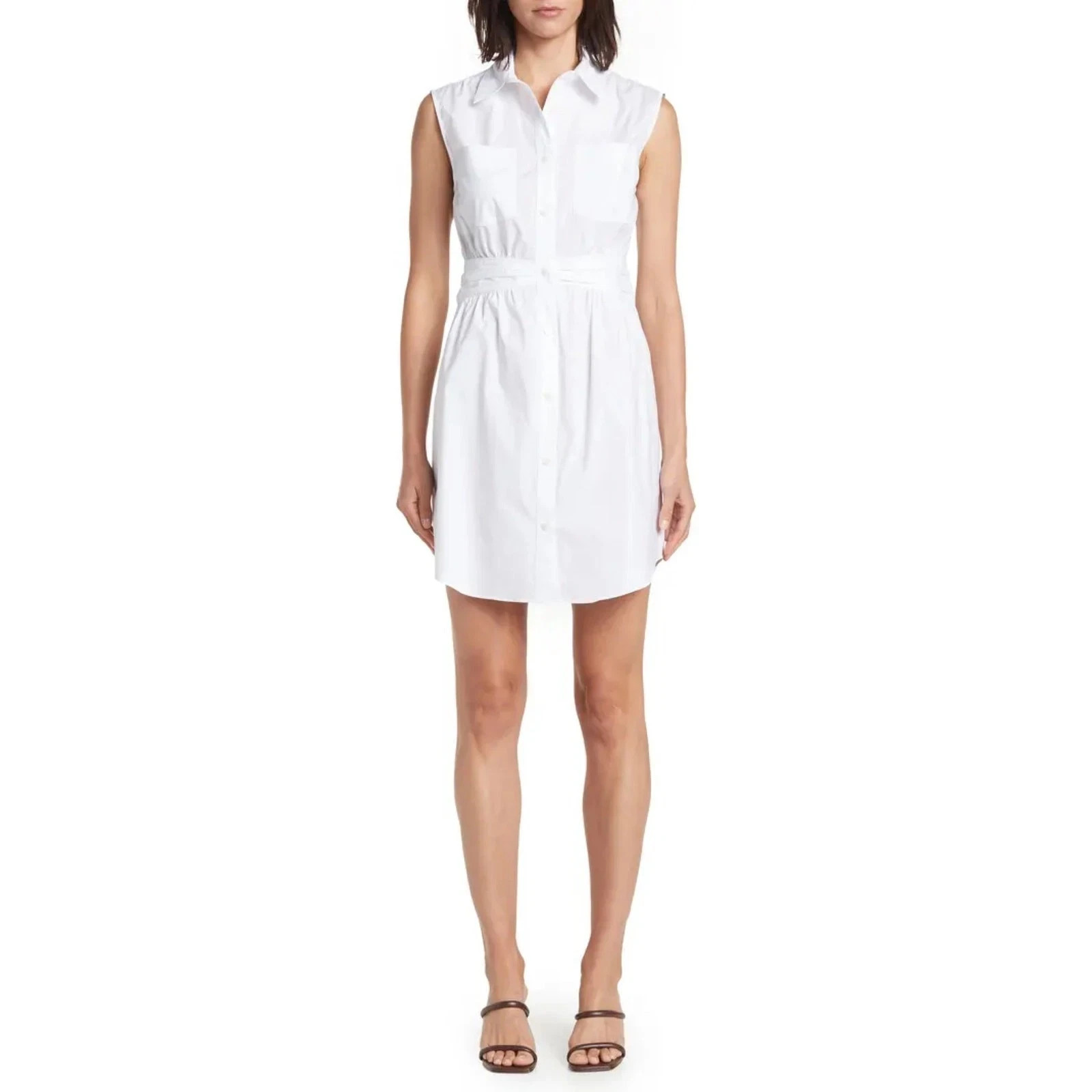 Derek Lam 10 Crosby womens White Cora Sleeveless Mini Shirt Dress size 0 $350