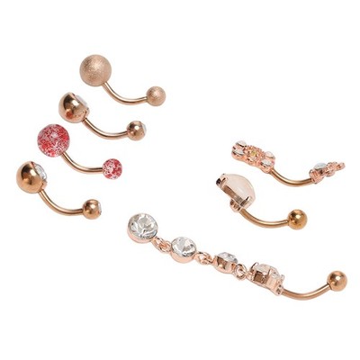 7x Belly Button Rings Stainless Steel Smoothing Safe Elegant Style Dangle Be HOT