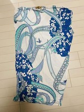 EMILIO PUCCI Size 42 Sleeveless Dress White and Blue Length 36 inches