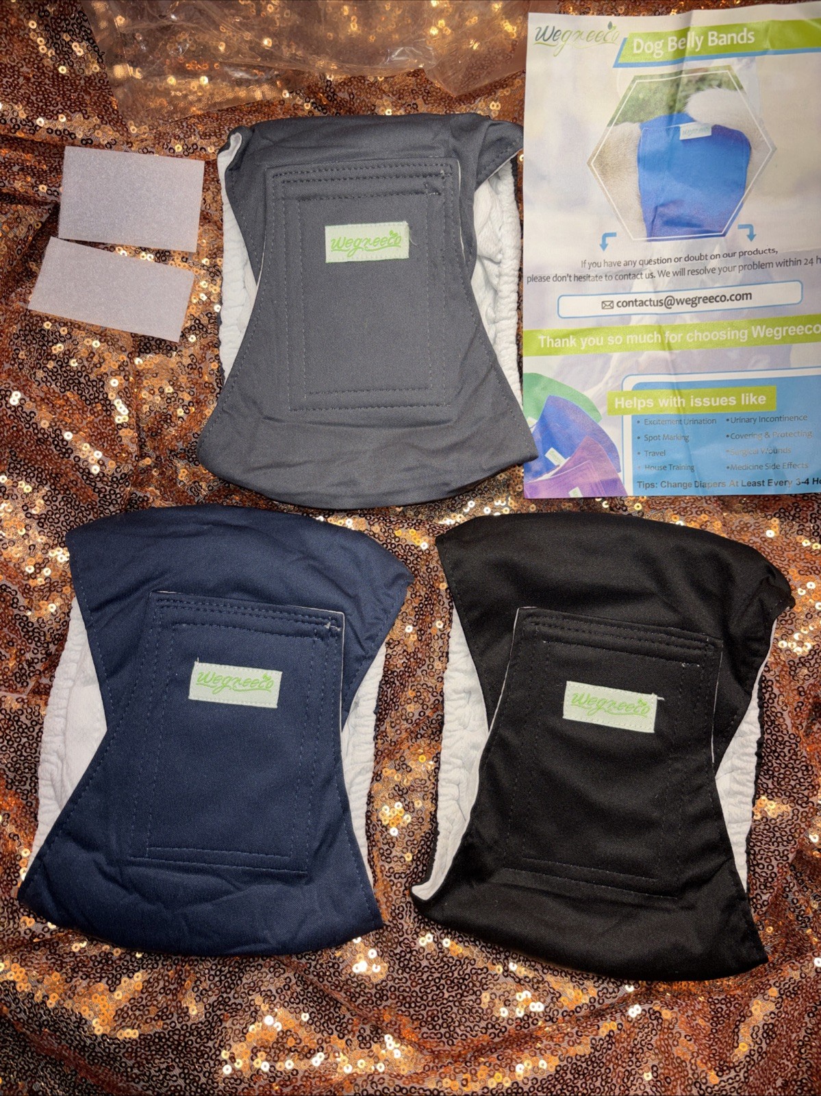 Wegreeco Washable Male Dog Diapers -  Belly Wrap Pack of 3, Size  S Small