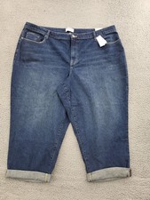 Lane Bryant Capri Jeans Womens Size 24 Mid Rise Boyfriend Cuffed Stretch NWT
