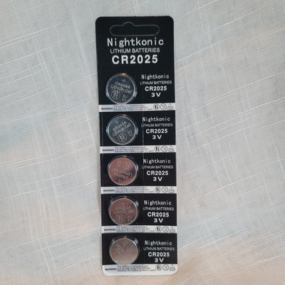 5 Nightkonic - CR2025 Battery 3v Lithium Button Cell Coin 2025 Batteries 12/30