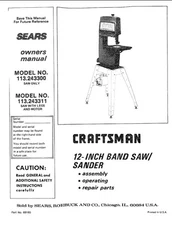 Owner's Manual & Parts List  Sears Craftsman 12" Band Saw - Model 113.243311