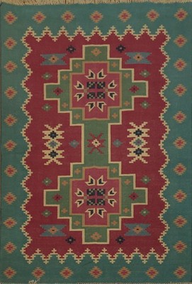 Reversible Kilim Turkish Wool Rug 4x6 Flat-weave Home Decor Oriental Nomad Rug
