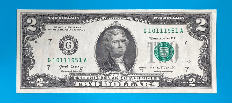 October 11, 1951 (G 10111951 A) BIRTHDAY ANNIVERSARY $2 Two Dollar Bill - Image 2 of 4