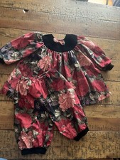 80s made in the USA  Jo Lene Girls 4T Floral Dress & Pants Set l