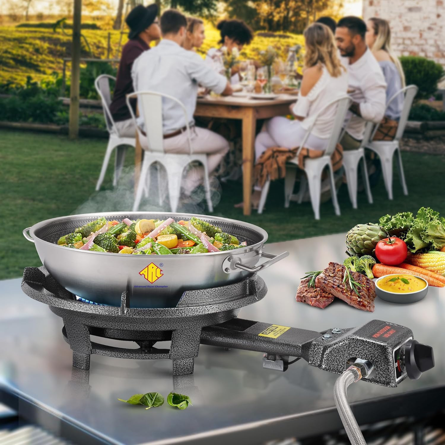 ARC Outdoor Propane Burner Stove, 13" Single Propane Burner, Cast Iron Portable 