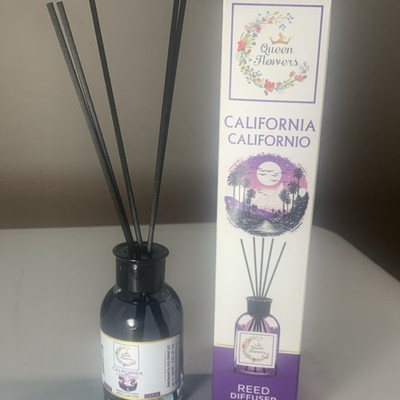 Queen Flowers Reed Diffuser California Glass Wood Aromatherapy Purple-1 pack