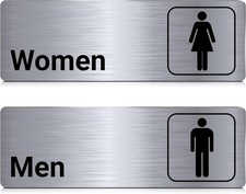 Letreros ba o hombres y mujeres set 2 aluminio cepillado moderno para negocio