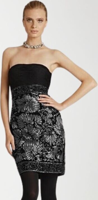 sue wong beaded strapless dress Sue Wong Beaded Soutache Ribbon Strapless Black Charcoal Dress 8 $409