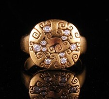 ALEX SEPKUS SIGNED NATURAL DIAMOND SOLID 18K YELLOW GOLD "J's GARDEN" RING