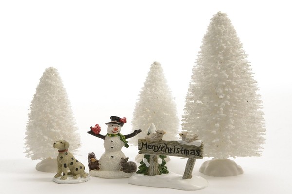 Weihnachtsdeko Deko Tischdeko Baum Schneemann Hund Merry Christmas 6 Tlg-image