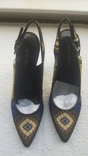 New Nine West Gilliano High Heel Multicolor Sling Back Shoes 7.5