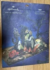 Vintage Hallmark Halloween Witch Pop-Up 3D Decoration Witch Cat Ghost Nice !