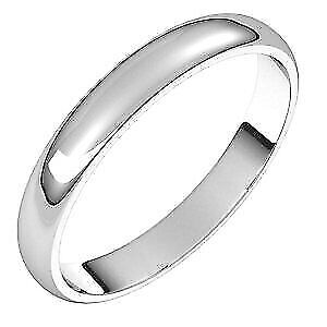14K White Gold 3 mm Half Round Wedding Band Ring for Womens Mens 2.43g Size 9 - Picture 1 of 6