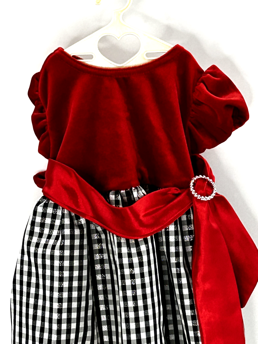 Red Velvet Dress 12 Months YoungLand Black White Plaid Holiday Party | eBay