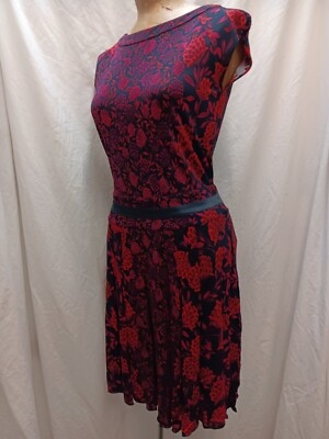 Tory Burch Womens Red Purple Black Slinky Rayon Dress Size XS