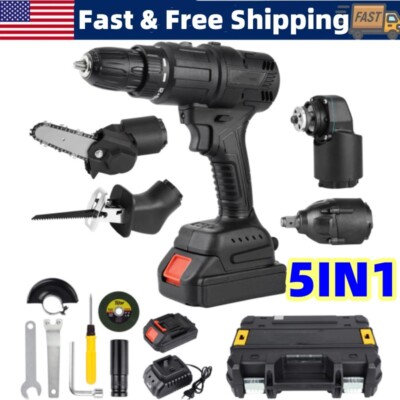 21V Drill Combo Kit 5IN1 Multi Tool Cordless Saw Sander Brushless Power Tool Set