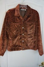 Chicos Design Faux Fur Design Jacket Brown Size 1 M 