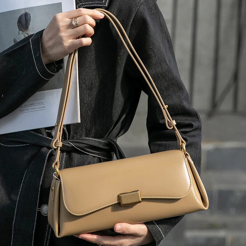 OFF WHITE Borsa donna vera pelle vintage baguette borsa ascella tracolla tracolla