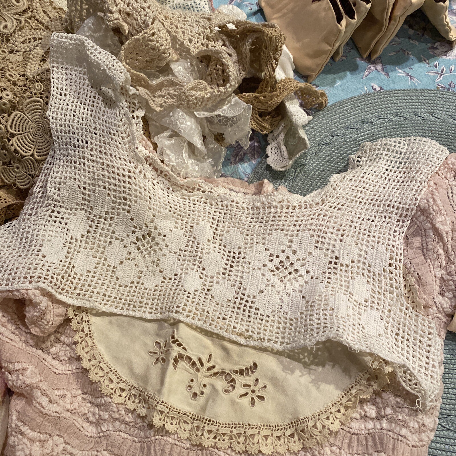 Lot Of Vintage Lace Collars Doll Dresses Doilies Jewelry Pouch eBay