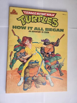   Vintage TMNT Turtles Coloring Book Minty! 1988 How It All Began Clean Pages!