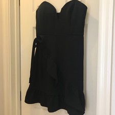 Black-Strapless-Zipper-Back-Wrap-Dress-with-Ruffles-NWT Size Medium