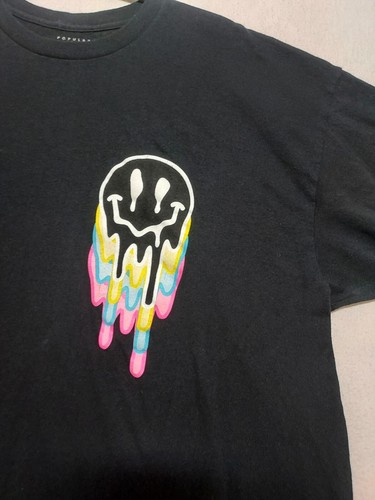 Popular Camiseta Veneno Adulto Talla 2X Gráfico Derretimiento Cara Smiley Negro Algodón Crew - Imagen 3 de 8