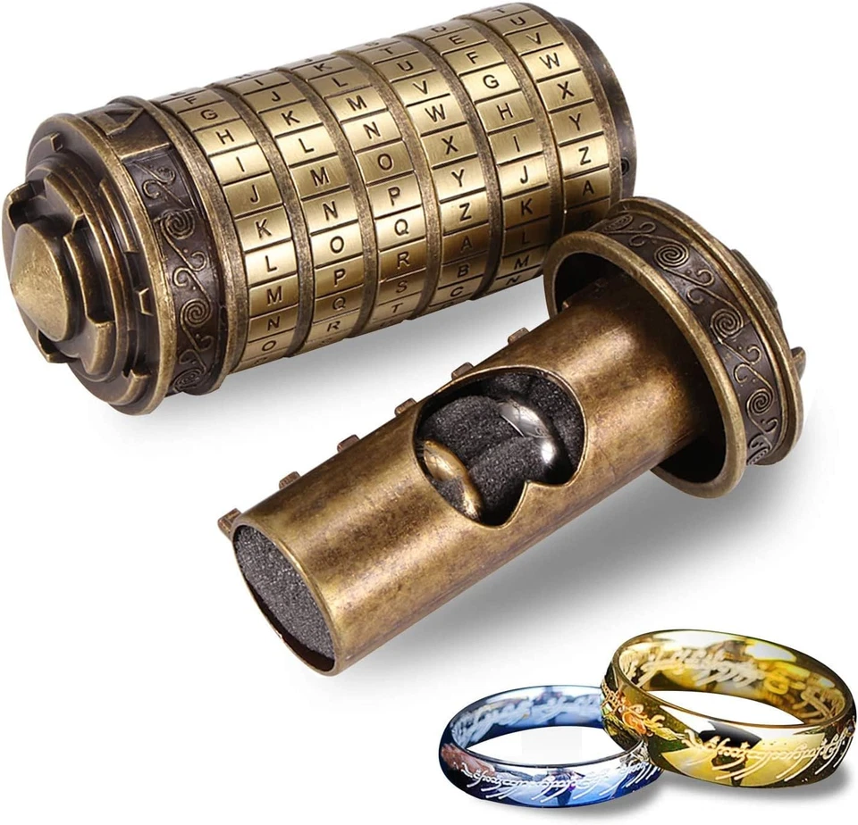 Da Vinci Code Mini Cryptex Regali San Valentino Regalo per Lui Lei Con Due Anell - Immagine 3 di 4