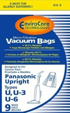 9 Vacuum Bags Fits For Panasonic U, U-3 & U-6 Upright VACUUM CLEANER